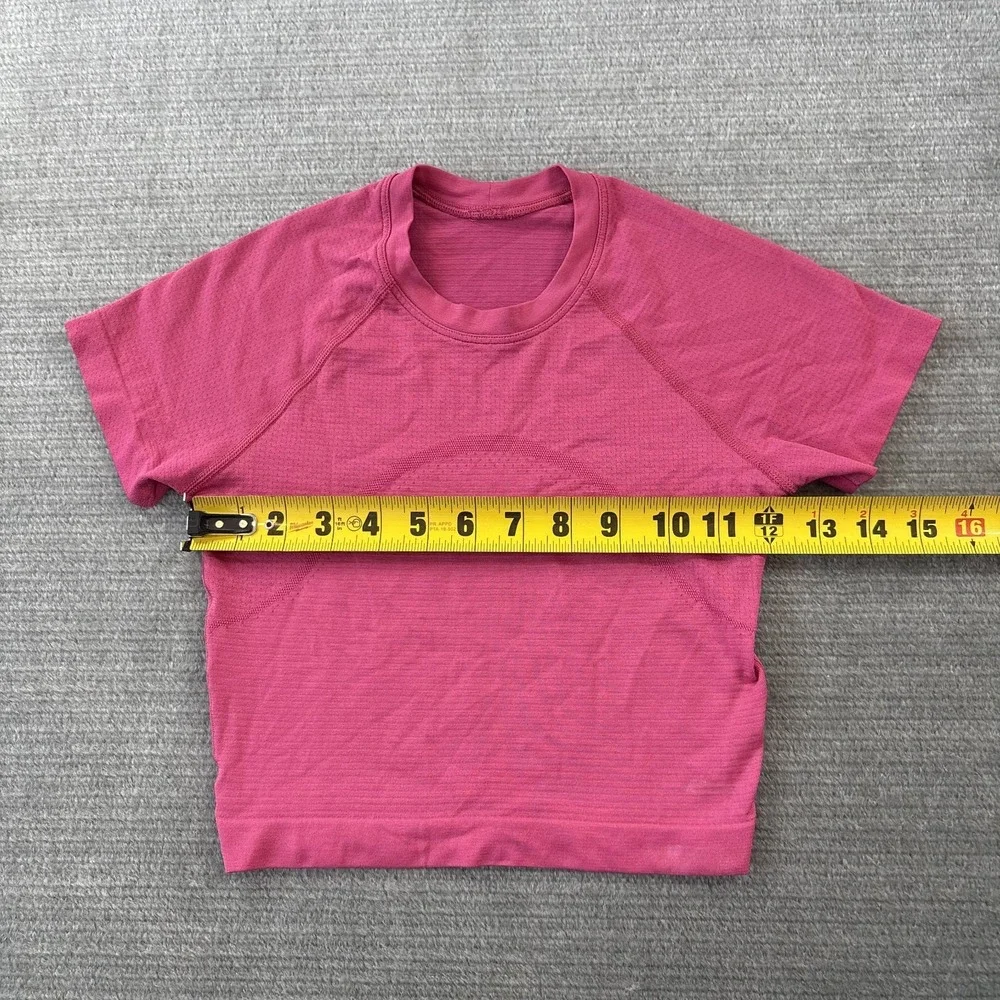 Lululemon Swiftly Tech Cropped Short Sleeve Shirt 2.0 Pink Womens 2 Gym Running